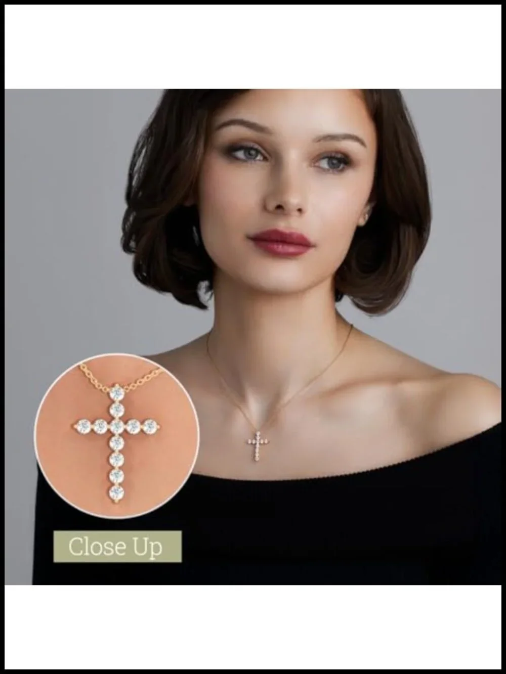 1/2-1 ct Lab Grown Diamond Cross Pendant Sterling Silver & 14KT Gold Plated